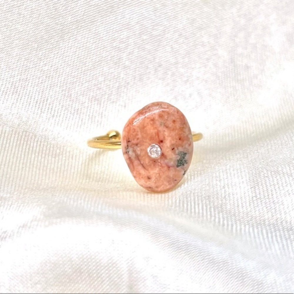 18k Natural Stone CZ Diamond Ring